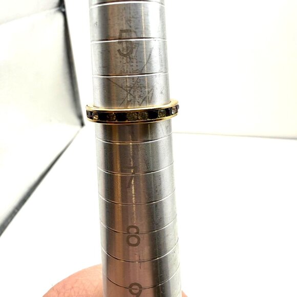 Gold Tone Channel Set Red & Clear Stone Band Ring Size 7.5 Fashion Jewelry - Picture 6 of 6